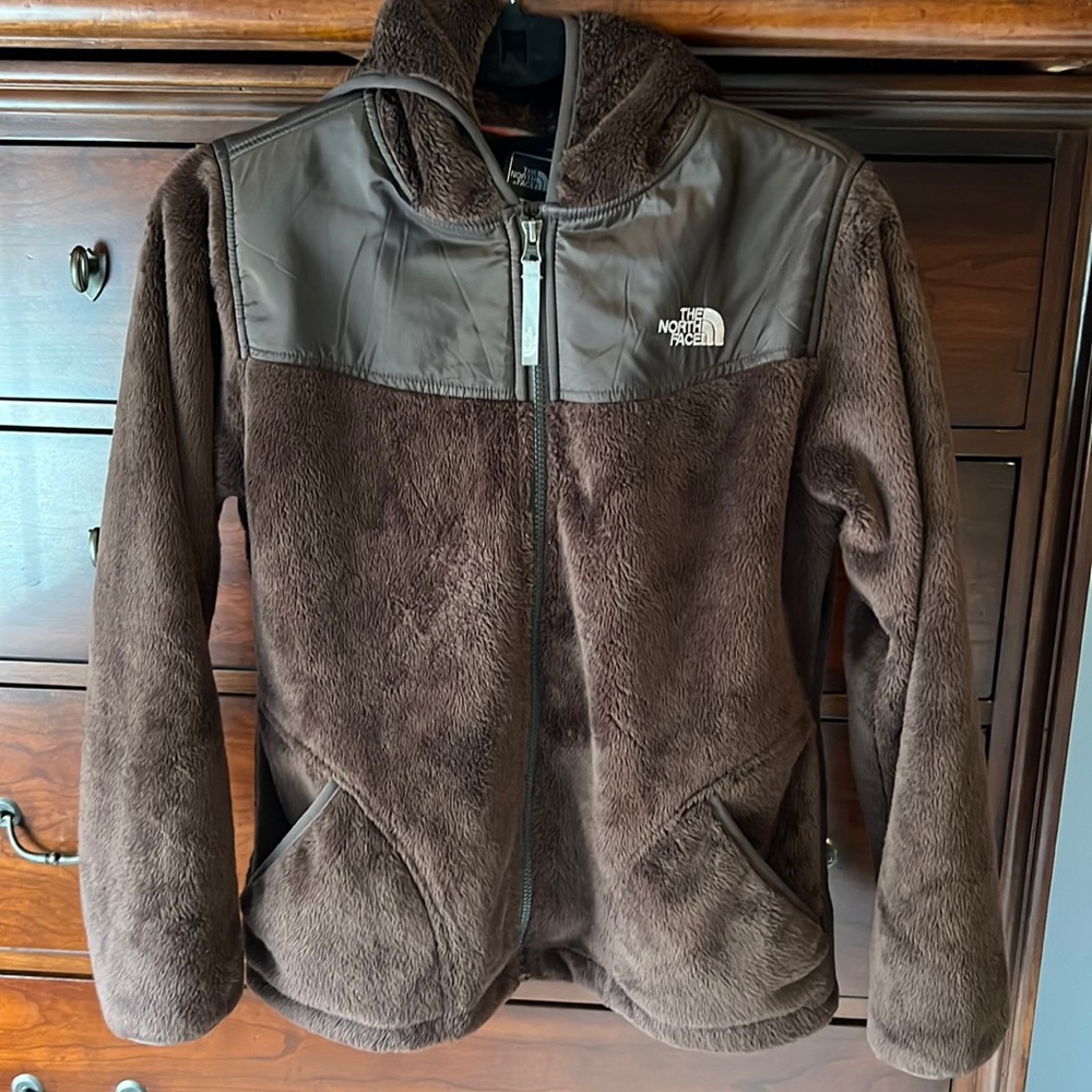 North Face zip up hoodie. Brown girls XL/TH (18) excellent condition